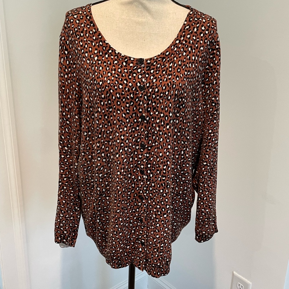 Talbots animal print charming cardigan